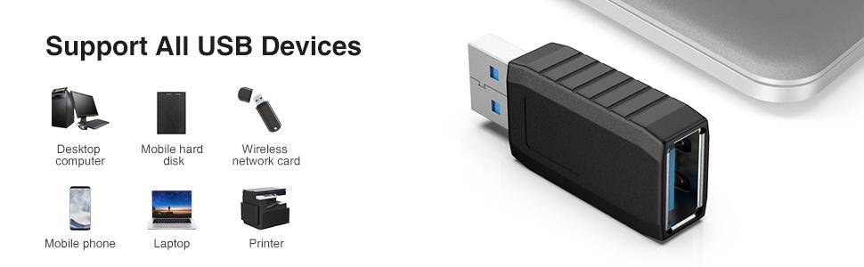 NÖRDIC USB-stik han til hun USB 3.1 type A-adapter Superspeed 5 Gbps USB-portudvidelse