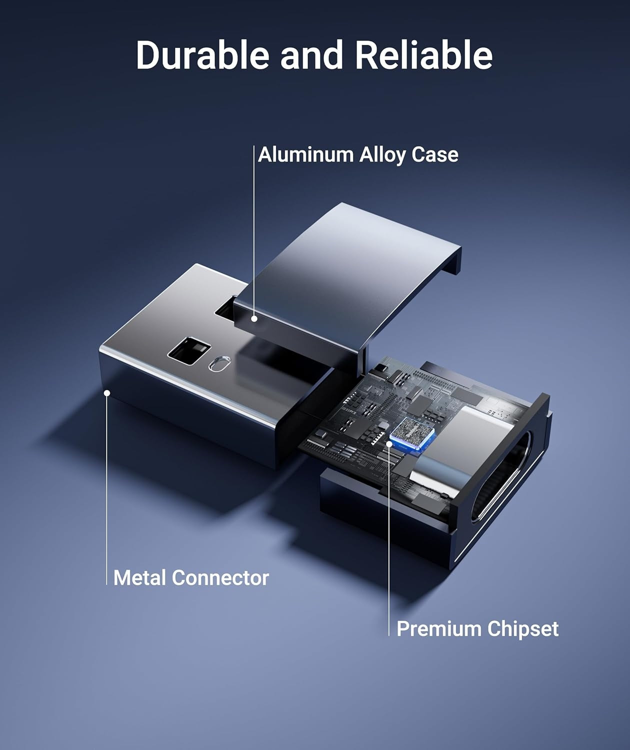 NÖRDIC USB C til OTG USB En mini adapter metal grå