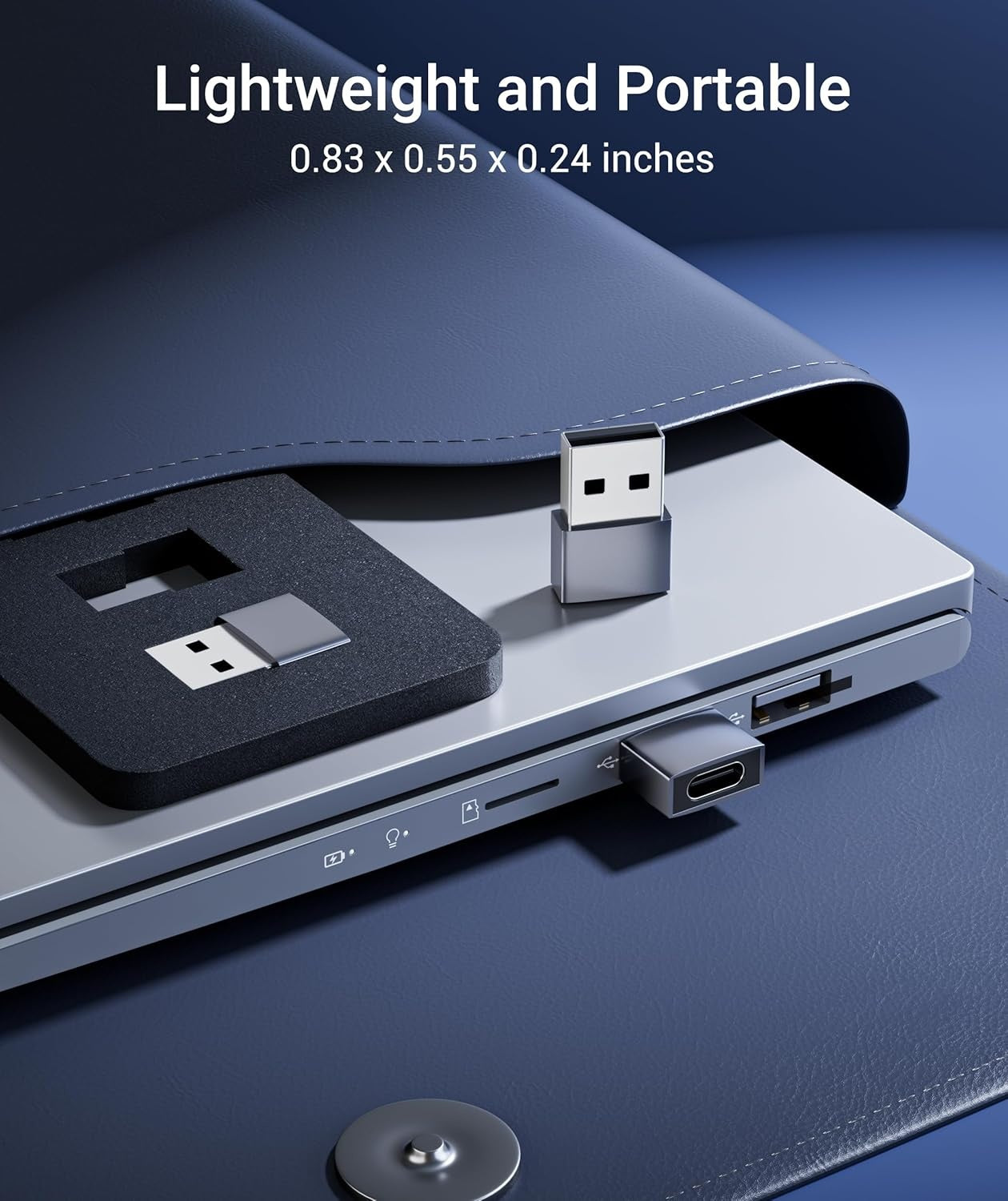 NÖRDIC USB C til OTG USB En mini adapter metal grå