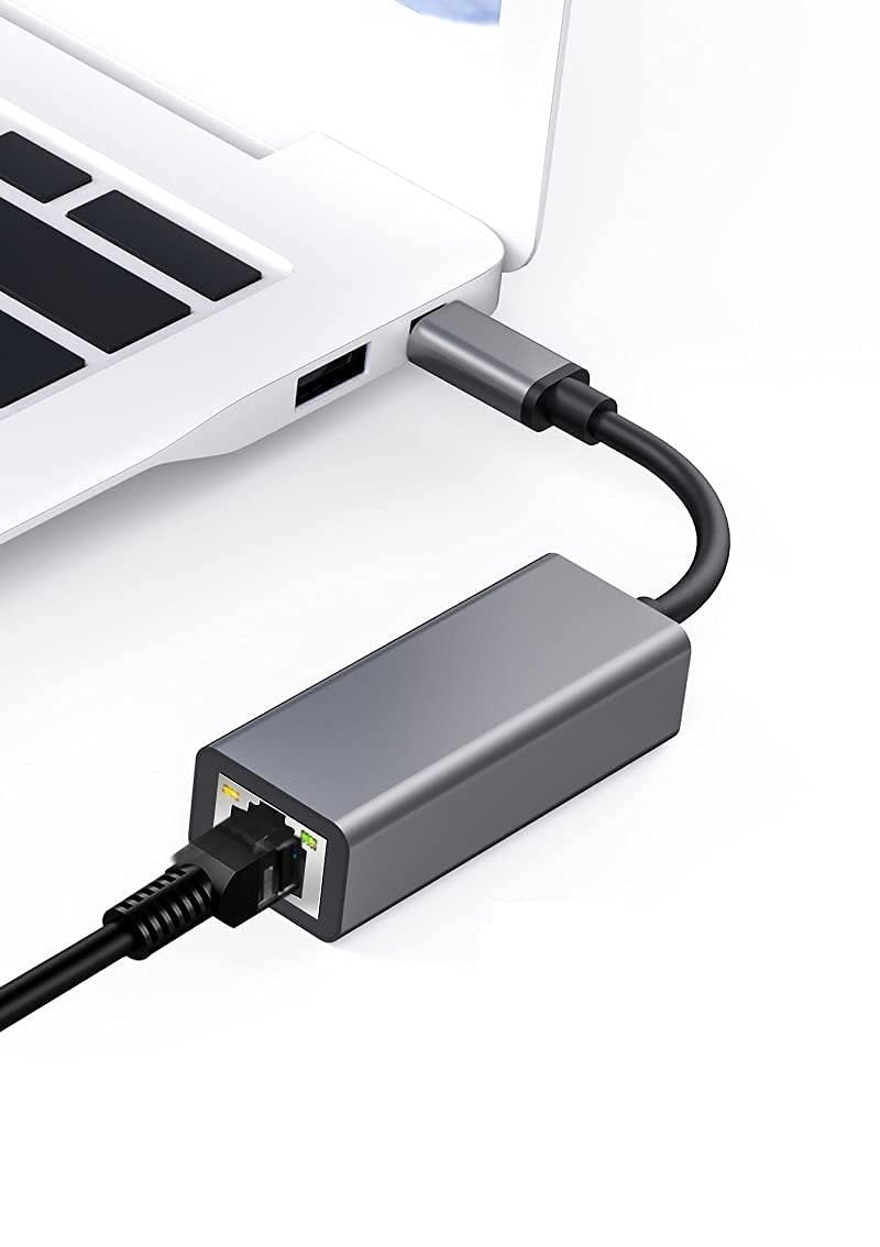NÖRDIC USB-C til Gigabit Ethernet-netværksadapter, 17 cm, Space Grey, aluminium, Realtek RTL8153BC