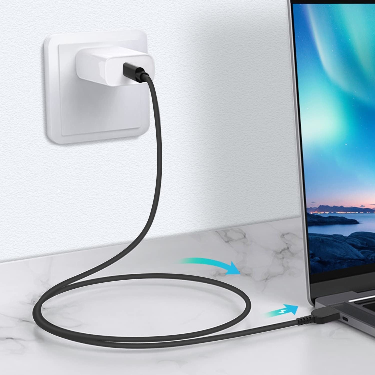 NÖRDIC USB-C til Lenovo Yellow Square kabel 65W 1,5m