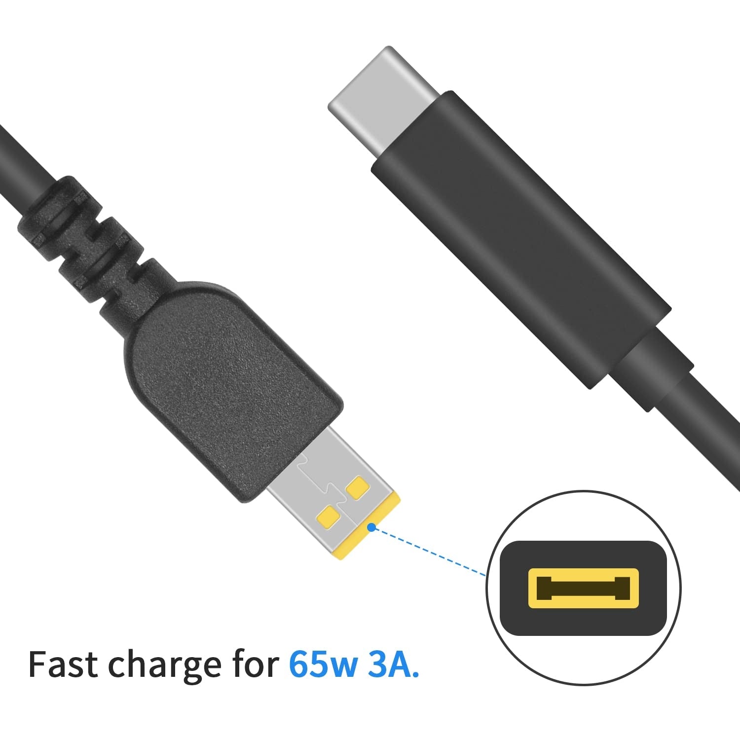 NÖRDIC USB-C til Lenovo Yellow Square kabel 65W 1,5m