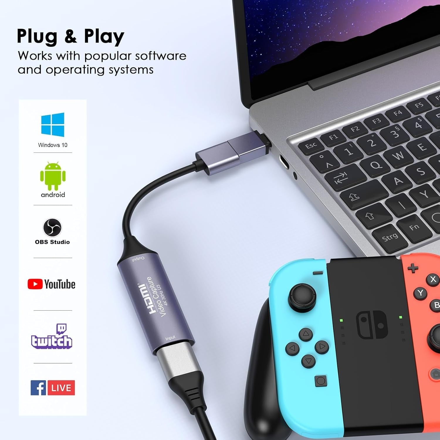 NÖRDIC Videoinspilningskort USB-A 4K30Hz USB3.0