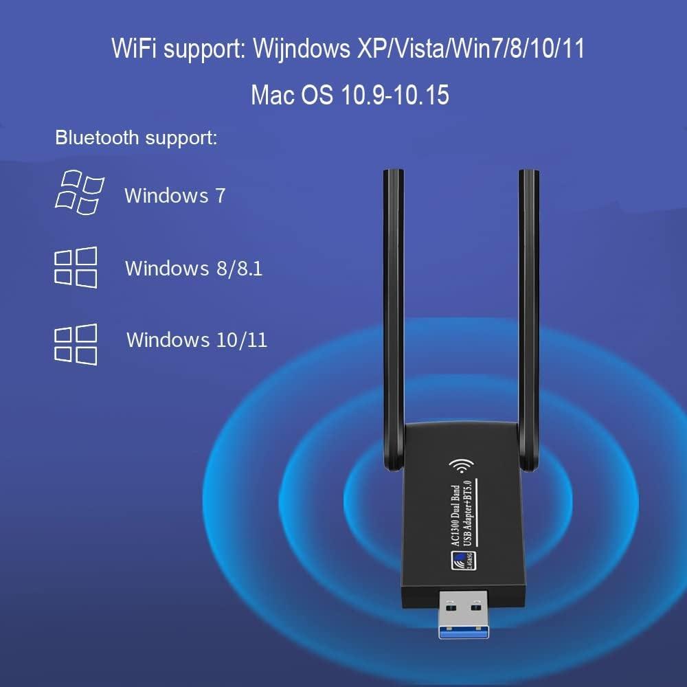 NÖRDIC WIFI6 Bluetooth 5.0 trådløs USB 3.0 adapter Dual Band 2.4/5.8GHz 1300Mbps