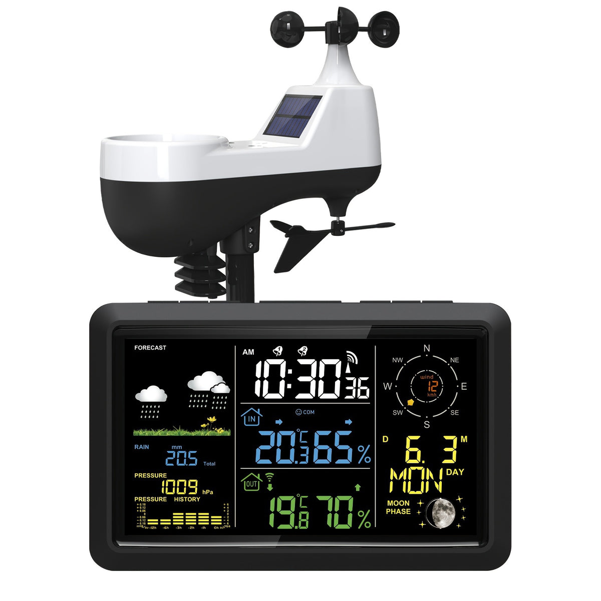 NÖRDIC Weather station rainfall, airpressure 7.5" monitor