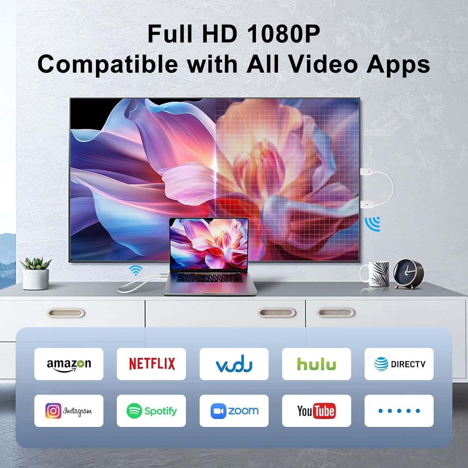 NÖRDIC Trådløs 2.4/5G HDMI Extender Sender og Modtager Kit, 30m 1080p 60Hz