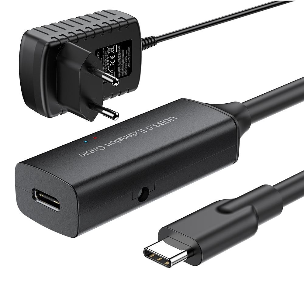 NÖRDIC aktiv 10m USB-C 3.0 SuperSpeed 5Gbps forlængerkabel han til hun