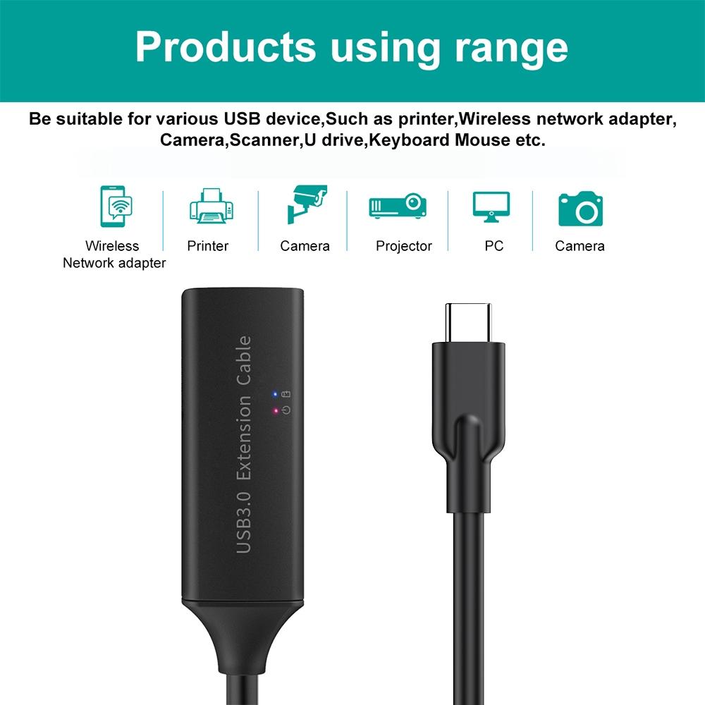 NÖRDIC aktiv 10m USB-C 3.0 SuperSpeed 5Gbps forlængerkabel han til hun