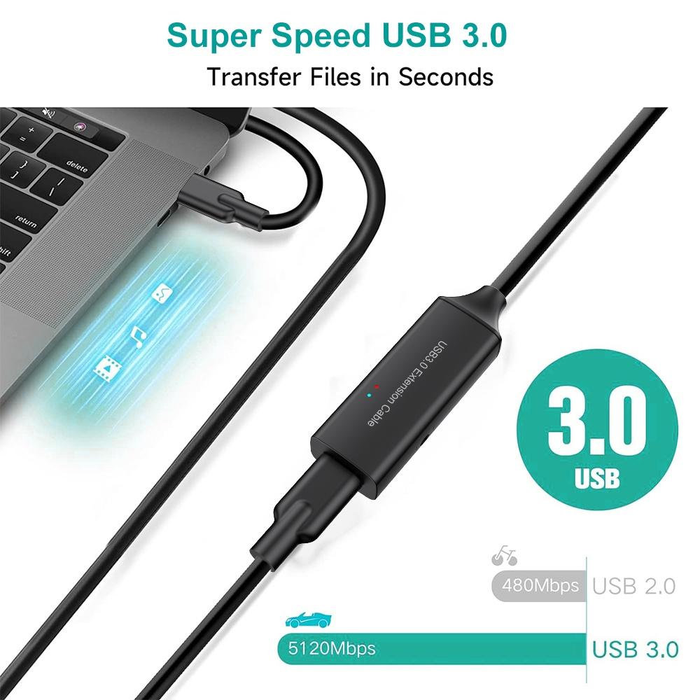 NÖRDIC aktiv 10m USB-C 3.0 SuperSpeed 5Gbps forlængerkabel han til hun