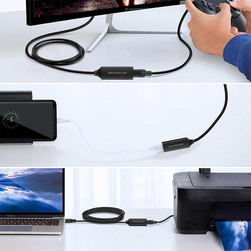 NÖRDIC aktiv 10m USB-C 3.0 SuperSpeed 5Gbps forlængerkabel han til hun