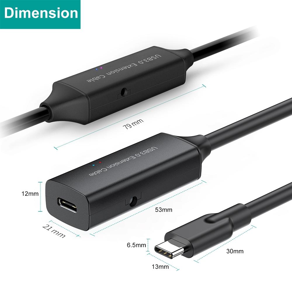 NÖRDIC aktiv 5m USB-C 3.0 SuperSpeed 5Gbps forlængerkabel han til hun
