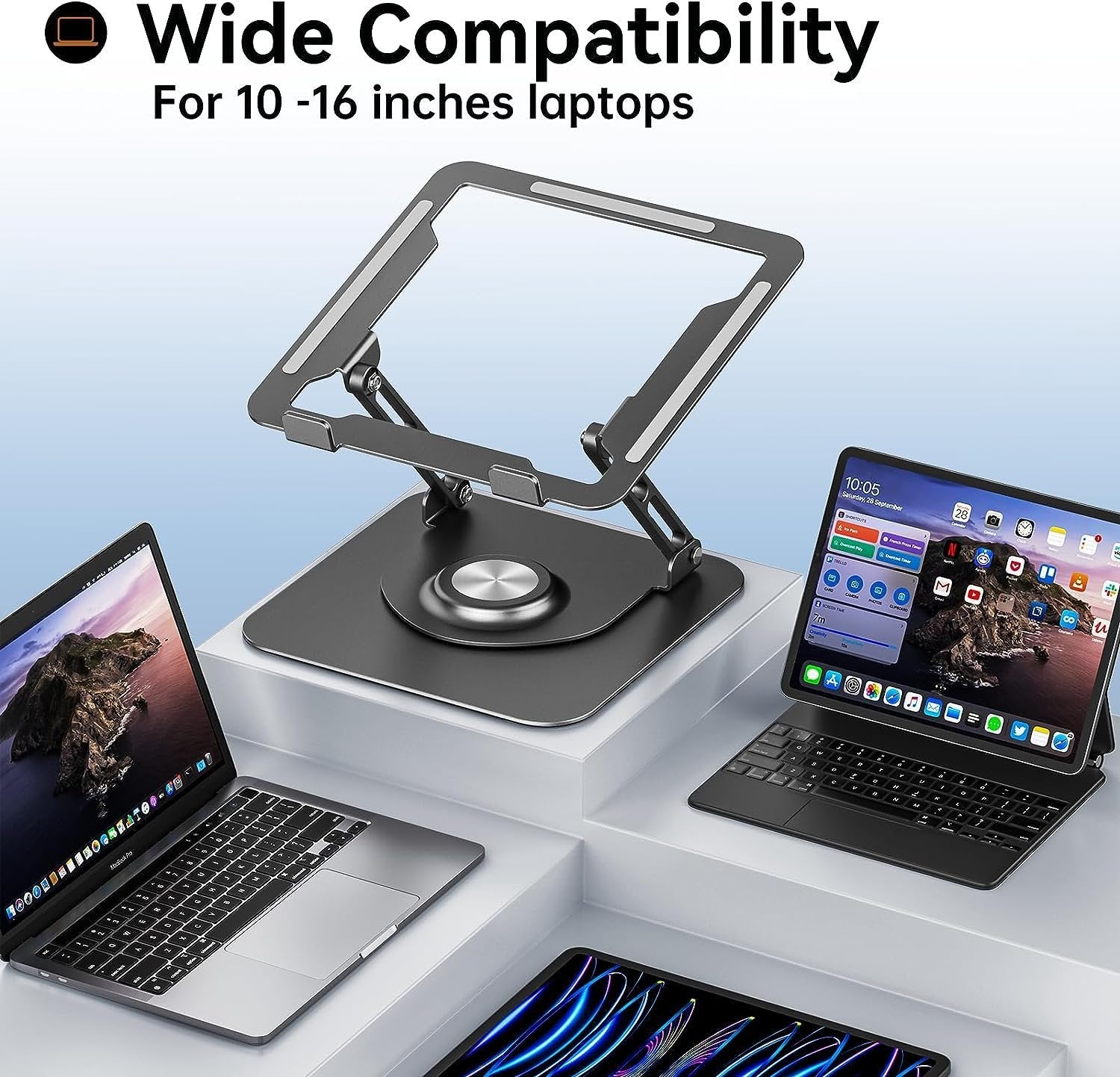 NÖRDIC bærbar stativ til op til 17" roterbar og justerbar højde notebook stativ laptop stativ mørkegrå