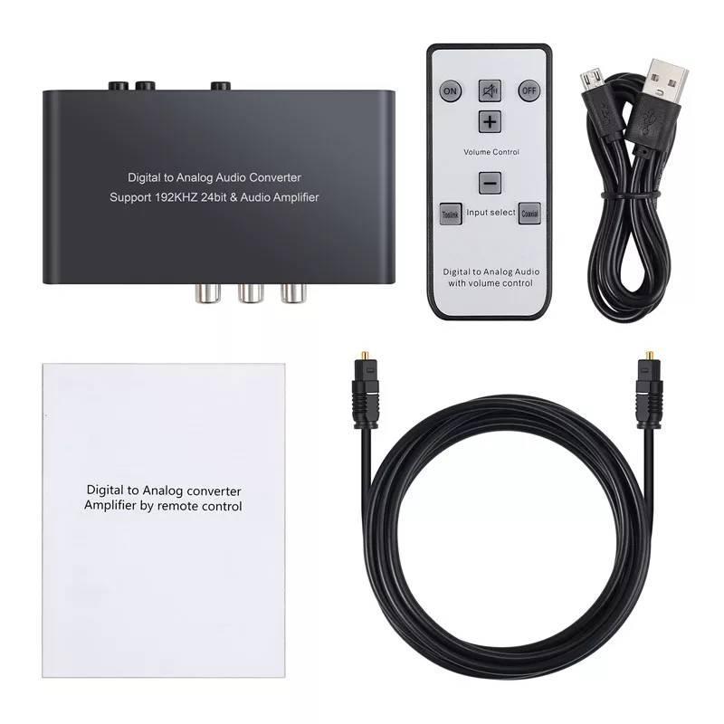 NÖRDIC digital til analog konverter 1x og 1x optisk SPDIF Koaksial Toslink til analog L / R fjernbetjening