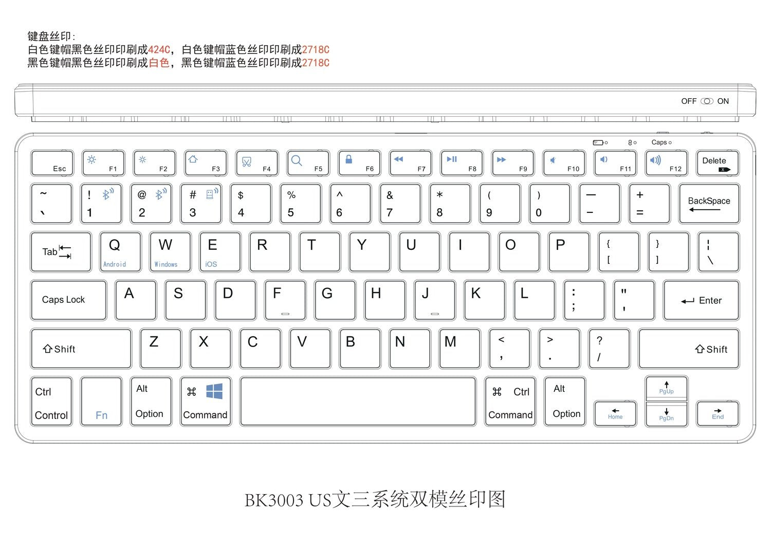 NÖRDIC trådløs Bluetooth og 2.4G mus og tangentbord kit US layout