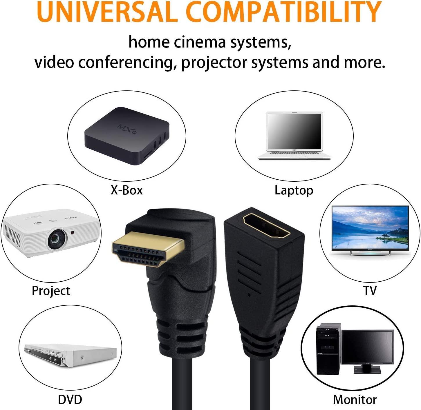 NÖRDIC vinklet HDMI-adapter 8K60Hz 4k120Hz 48Gbps han til hun HDMI2.1 15cm