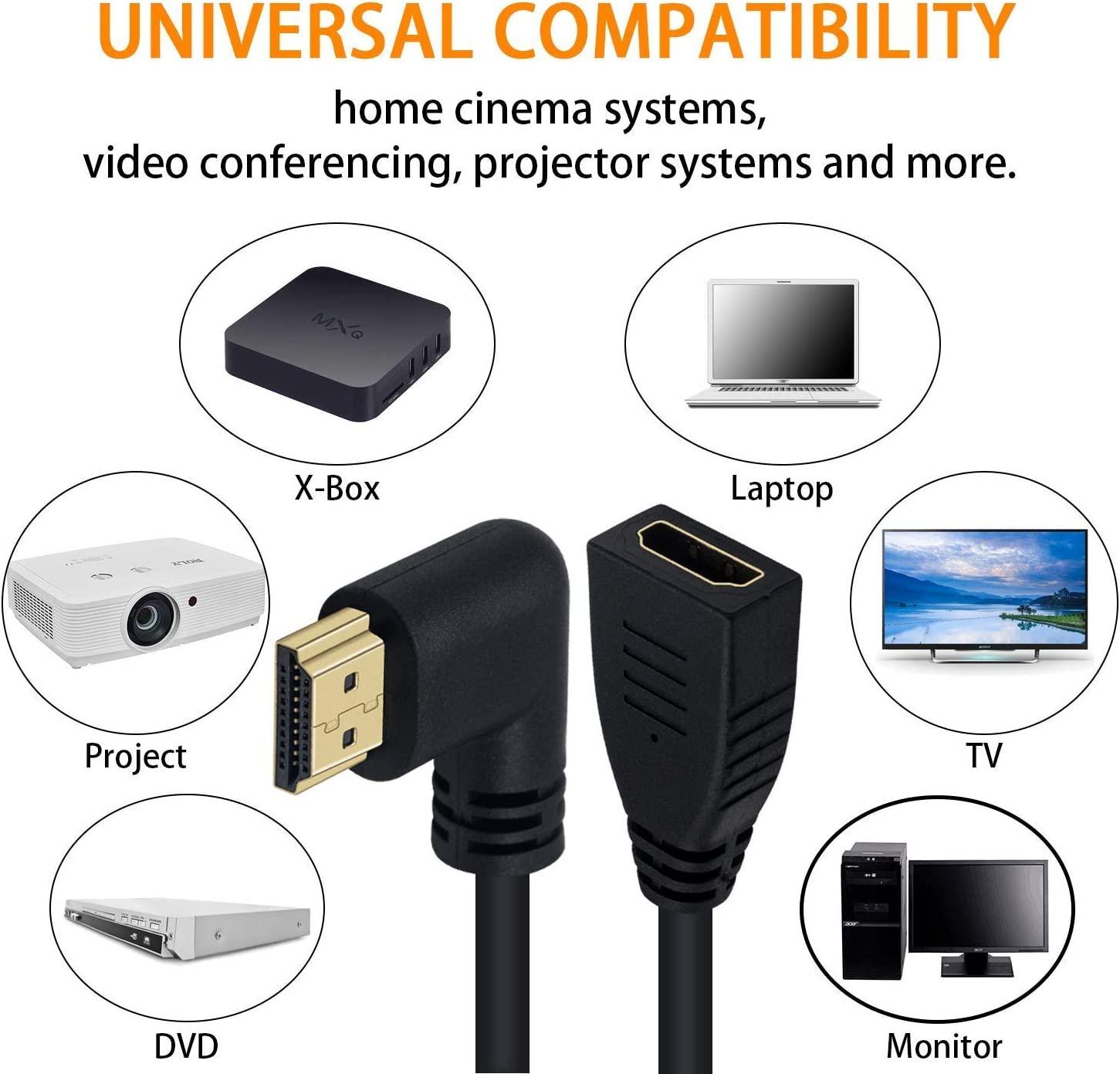 NÖRDIC vinklet HDMI-adapter 8K60Hz 4k120Hz 48Gbps han til hun HDMI2.1 18cm