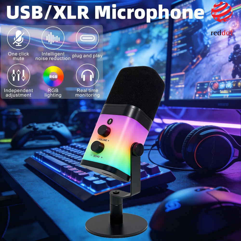 Professional RGB Dynamic Microphone USB-C and XLR