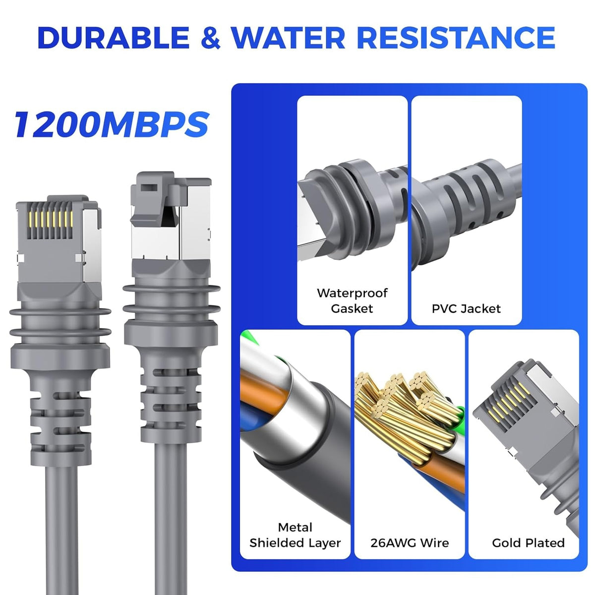 Starlink 46m Gen 3 Cable Cat6 RJ45 kobber IP67 vandtæt satellit High Speed Standard V3 kabel