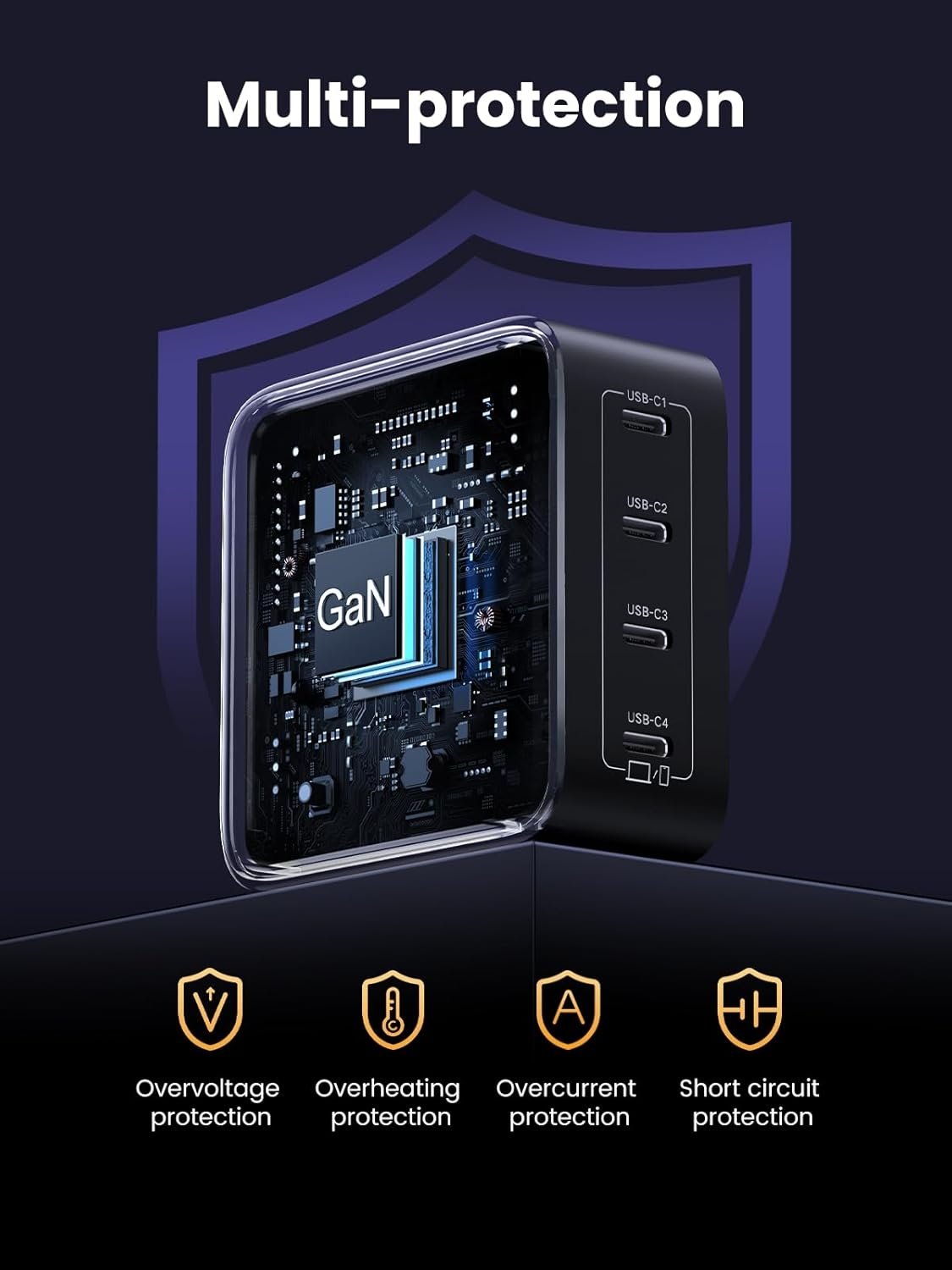 UGREEN 100W USB C Charger Block, Nexode 4-Port Type C Charger GaN Charger