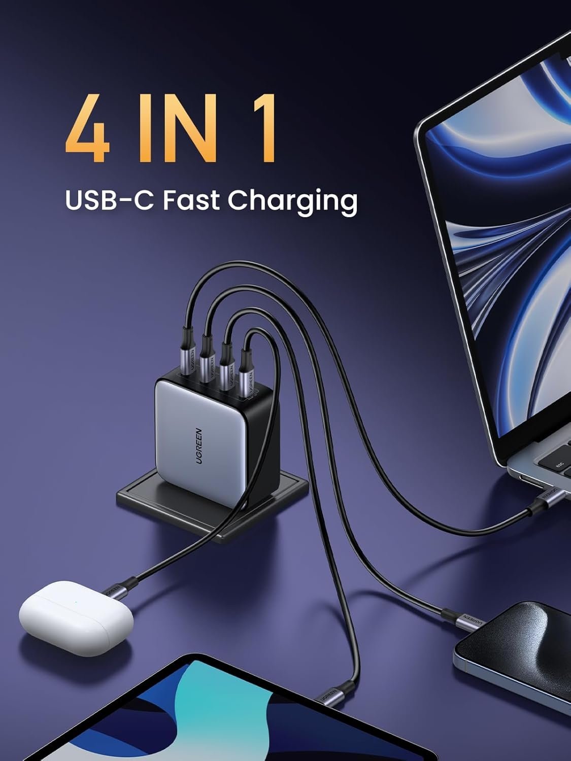 UGREEN 100W USB C Charger Block, Nexode 4-Port Type C Charger GaN Charger