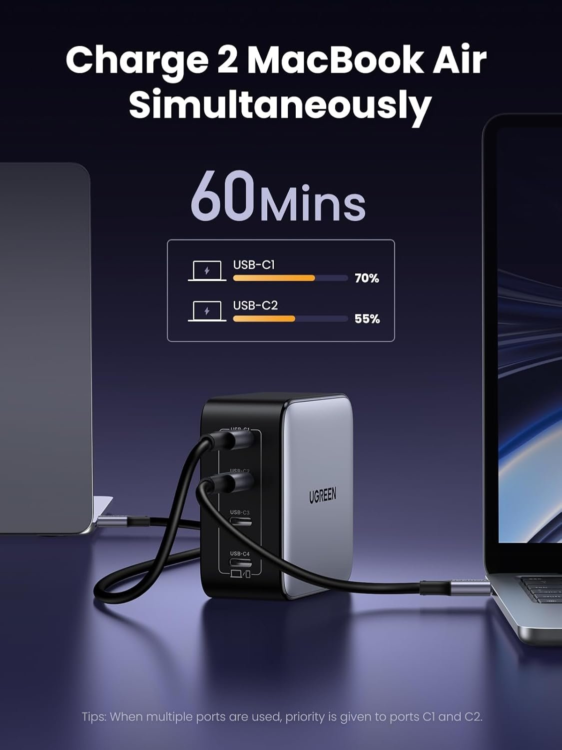 UGREEN 100W USB C Charger Block, Nexode 4-Port Type C Charger GaN Charger