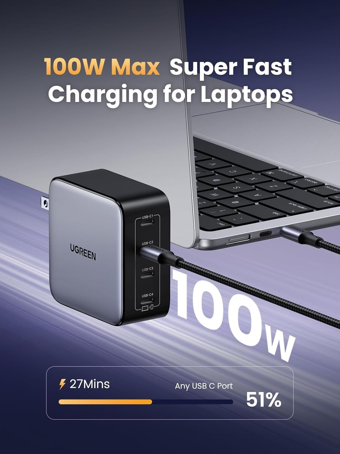 UGREEN 100W USB C Charger Block, Nexode 4-Port Type C Charger GaN Charger