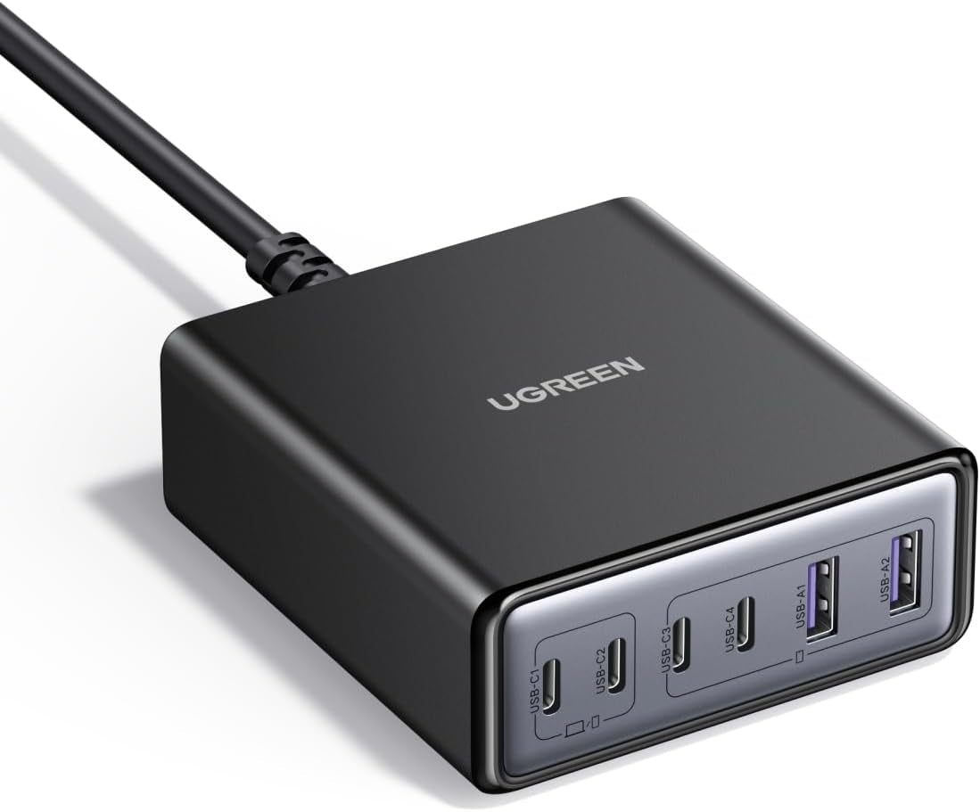 UGREEN 100W USB C Charging Station, 6-Port GaN Desktop Charger with 4 USB-C & 2 USB-A, Smart Power Distribution