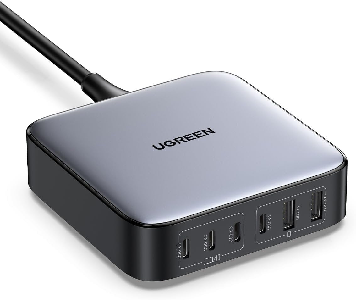 UGREEN 200W USB-C oplader, Nexode 6-Port GaN bordoplader