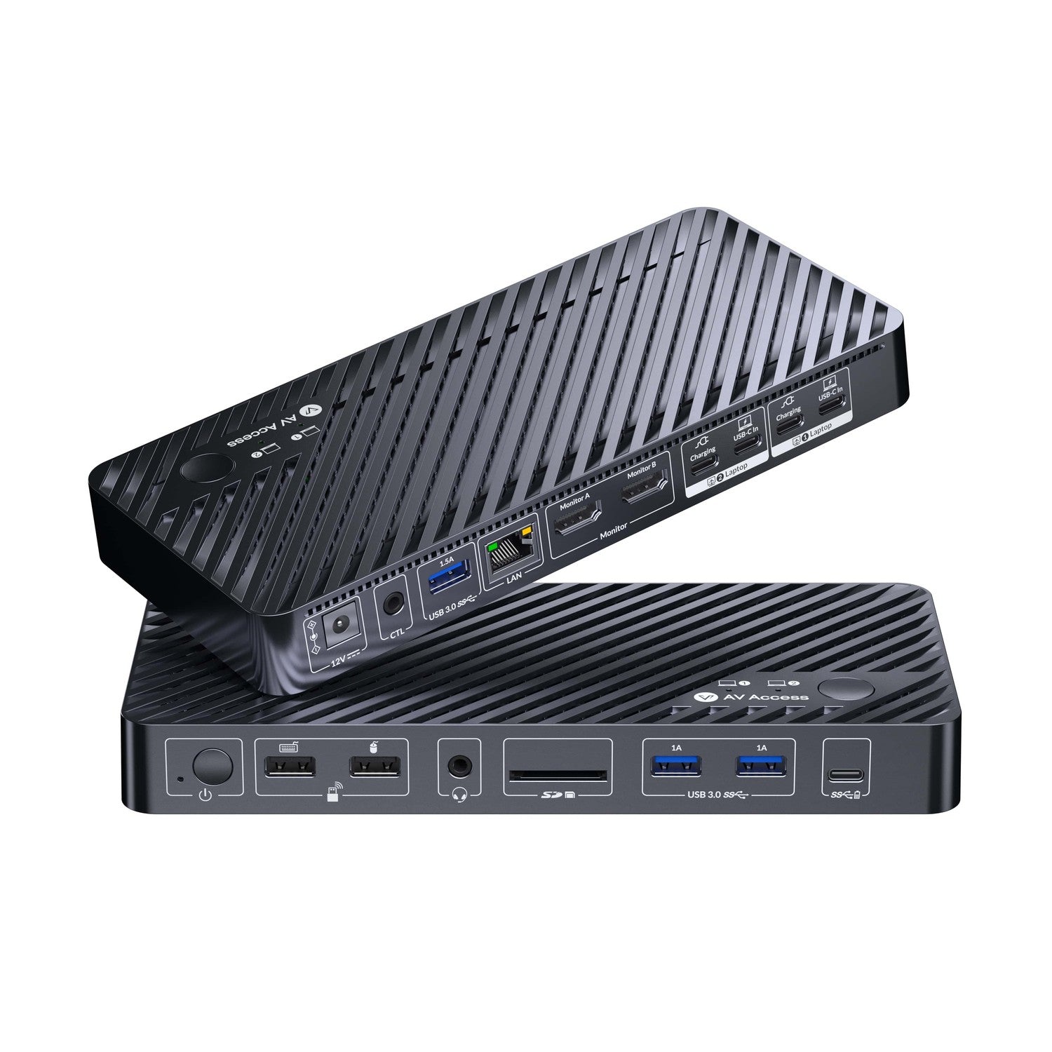 USB-C KVM Dockningsstation til 2 bærbare computere, Dual 4K-skærm, 11-i-1 med 100W PD, 1Gbps LAN & EDID-emulering