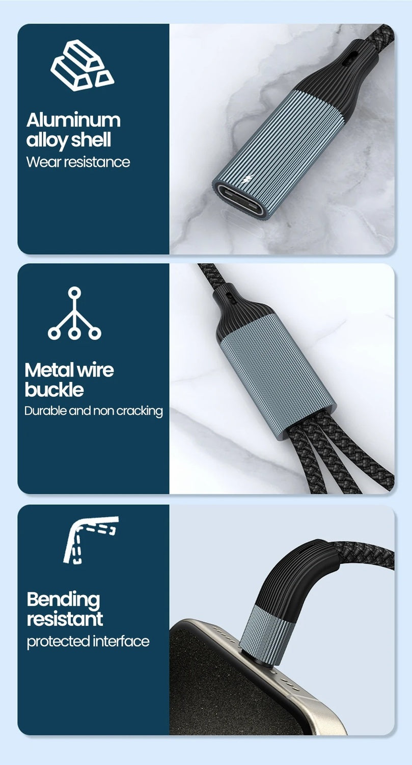 NÖRDIC USB-C Splitter 1 til 3, 1xUSB-A 1xUSB-C PD60W 1x3,5mm hovedtelefonstik OTG-kabel