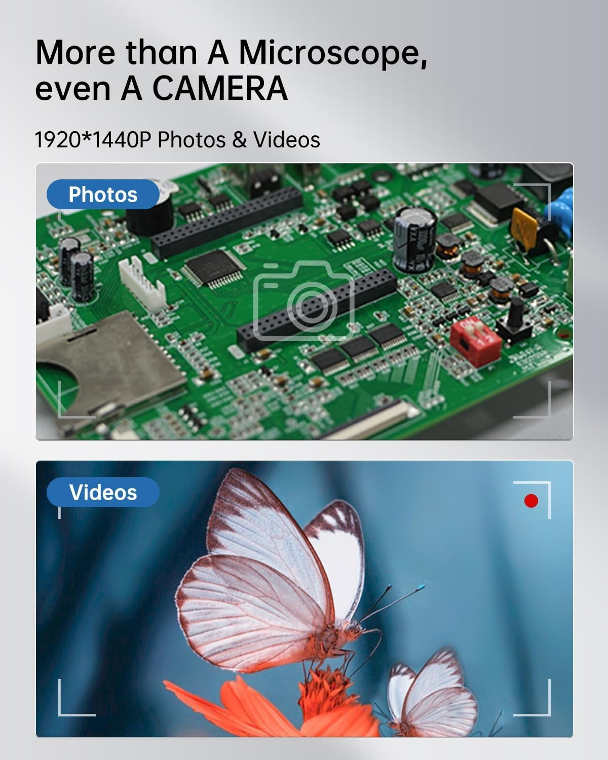 USB Microscope 1080P HD for iPhone Android, 10 to 200X Digital with 8 LED Compatible with iOS, Android, Tablet