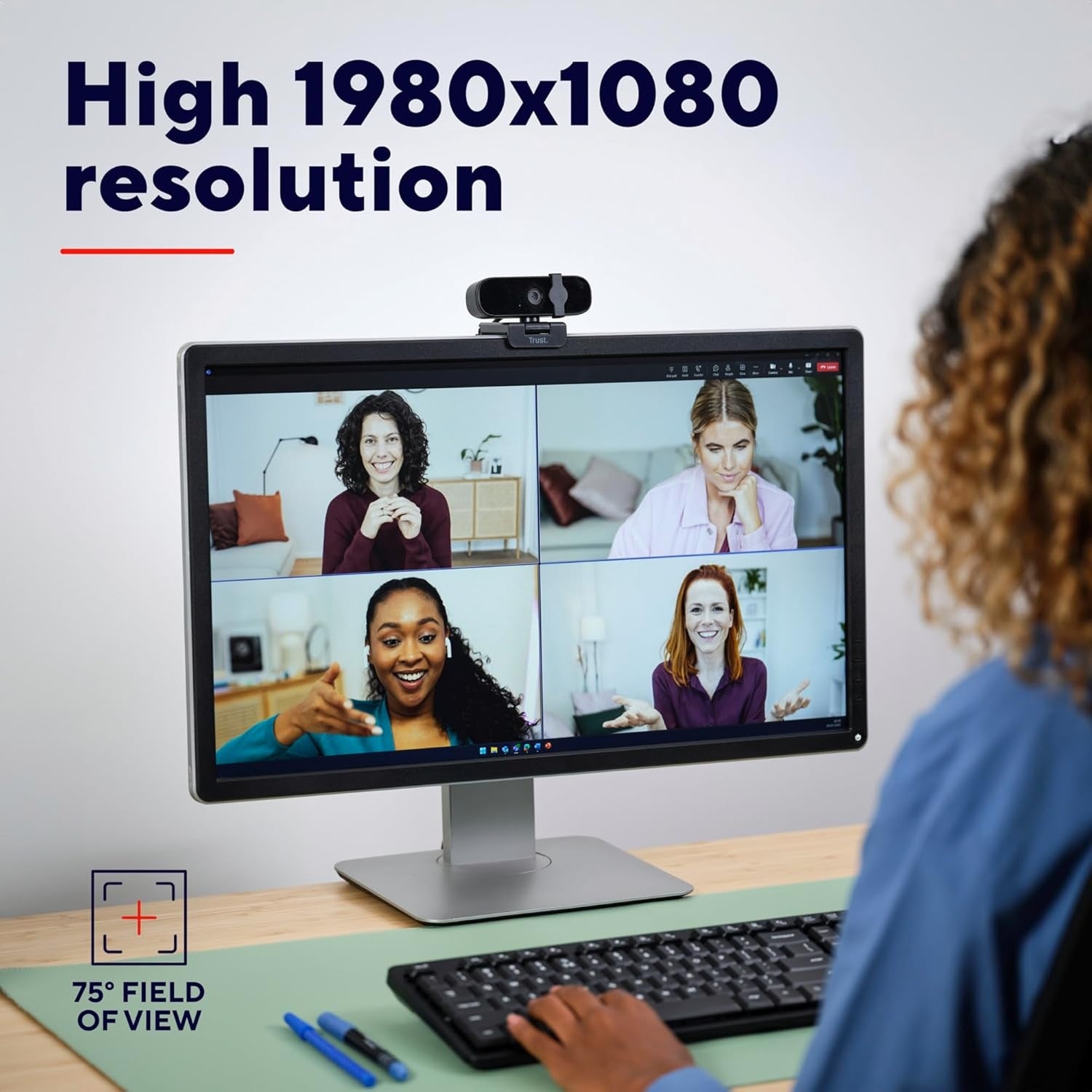 USB Webcam Fuld HD 1080p 30FPS med mikrofon drejelig 360grader base og 45 grader tilt 2MP