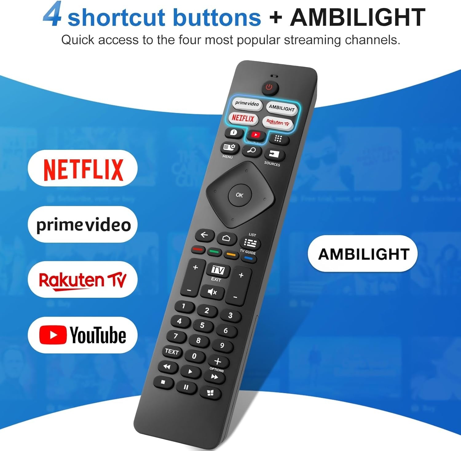 Universal Remote Control for Philips Ambilight Smart TVs