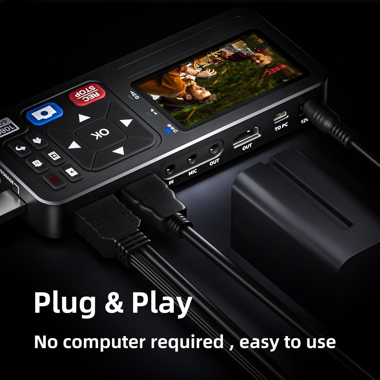 Video to Digital Converter 4K HDMI/CVBS/VGA/YPBPR Inputs Video Recorder Capture from VCR, DVD, VHS Tapes, Hi8, Camcorders 4K capture 1080P 60pfs