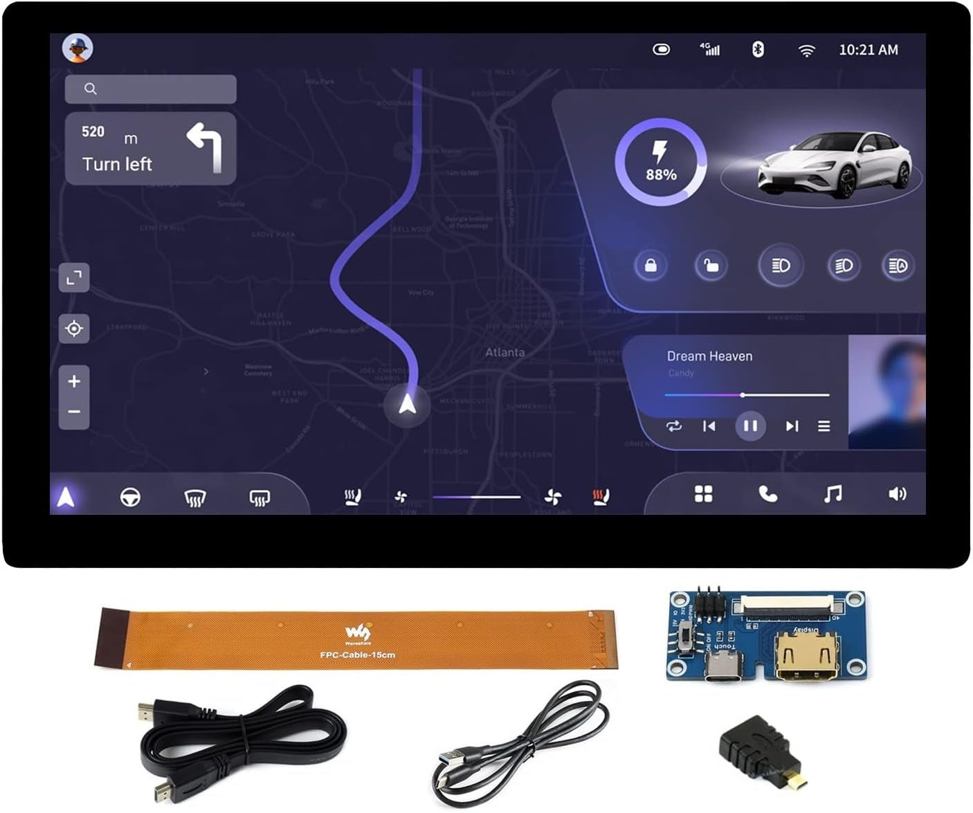 Waveshare 7-tommer HDMI Display Touch LCD 1024 x 600 IPS Skærm Understøtter Alle Versioner af Raspberry Pi Windows-skærm