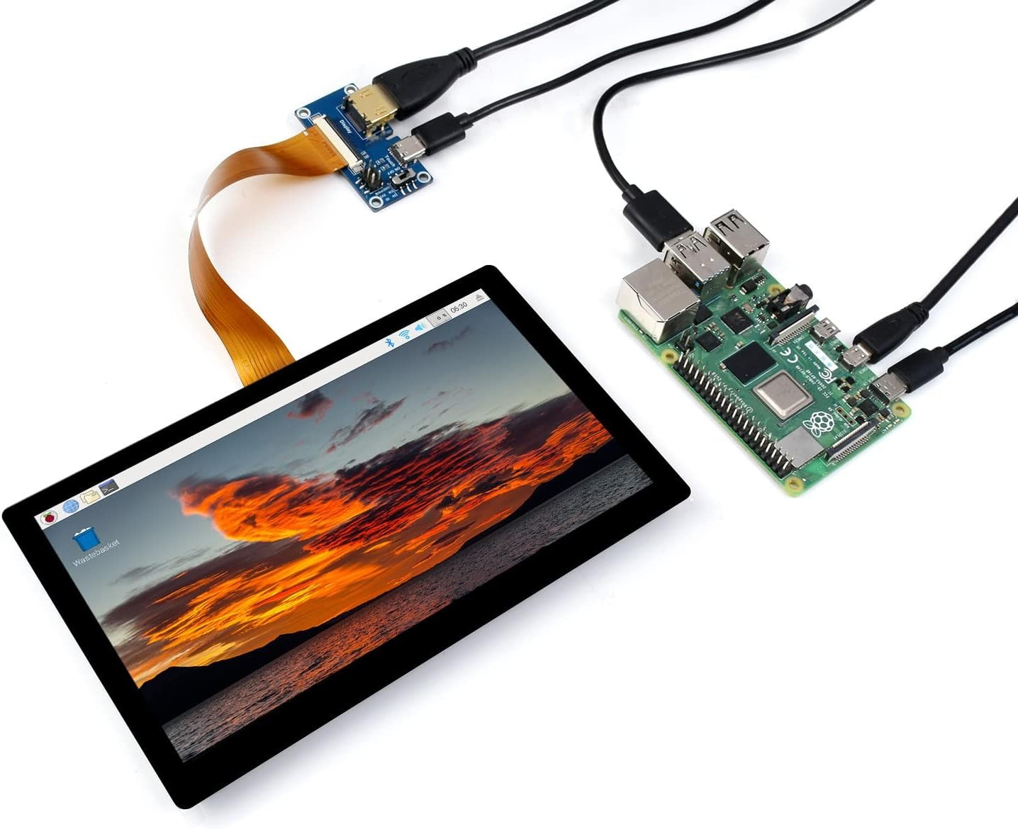 Waveshare 7-tommer HDMI Display Touch LCD 1024 x 600 IPS Skærm Understøtter Alle Versioner af Raspberry Pi Windows-skærm