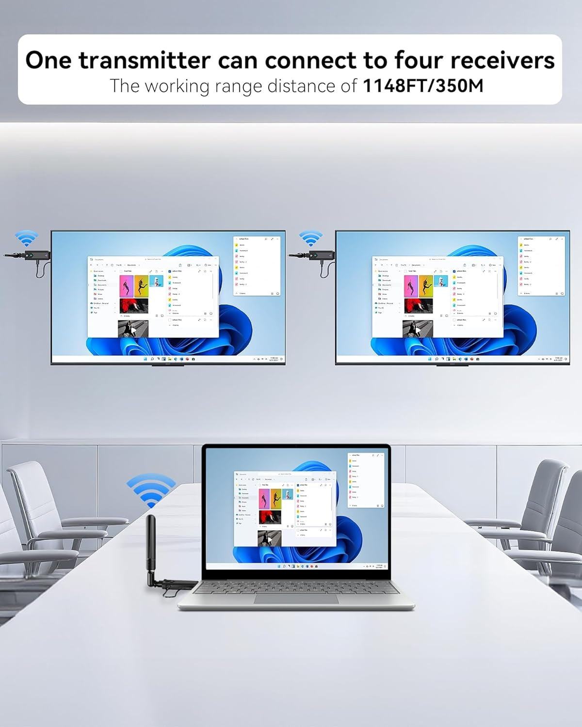 Trådløs HDMI-sender/modtager 1 til 2, 1080P 60Hz 400 m