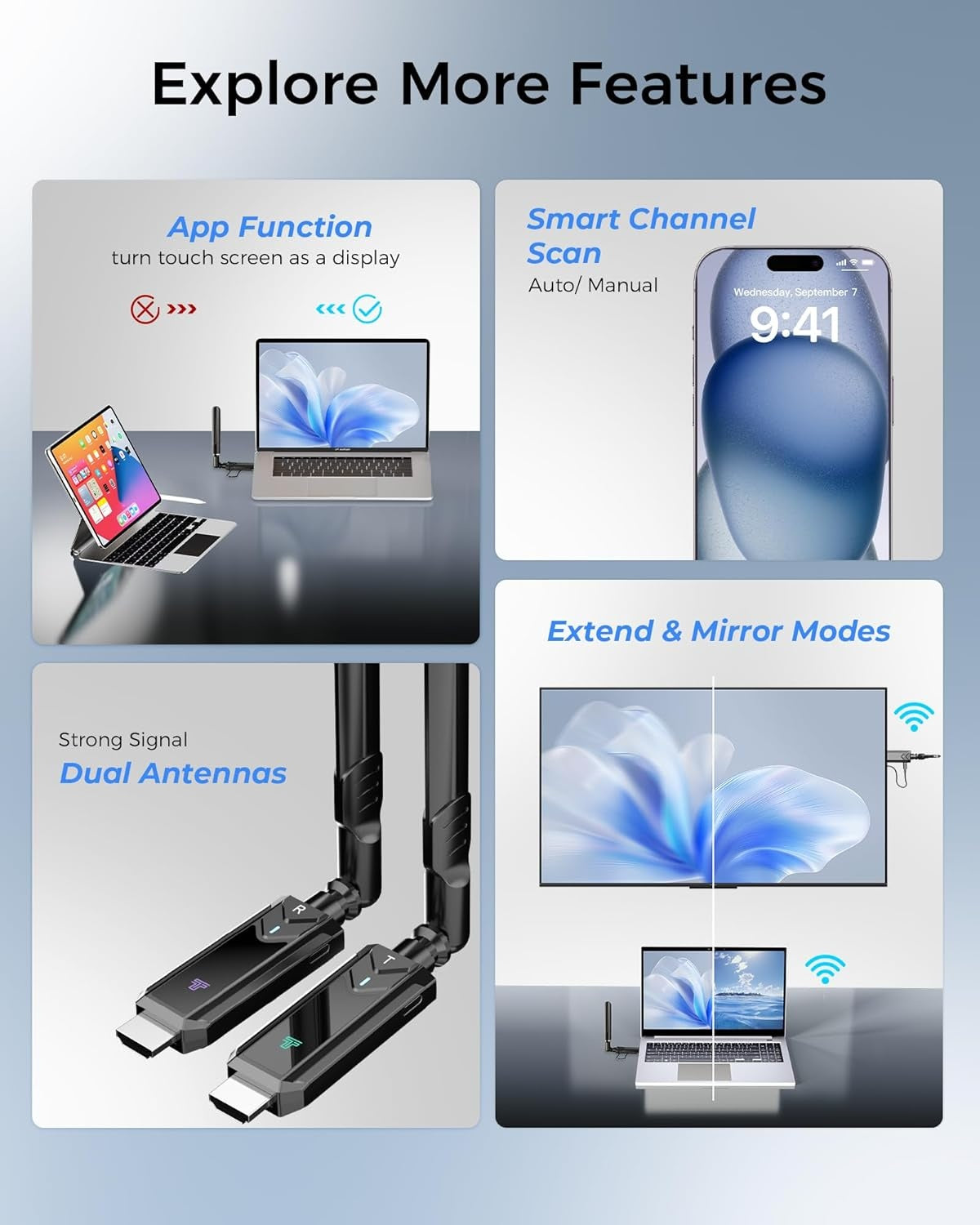 Wireless HDMI transmitter 1 to 2 up to 400m 1080P 60Hz