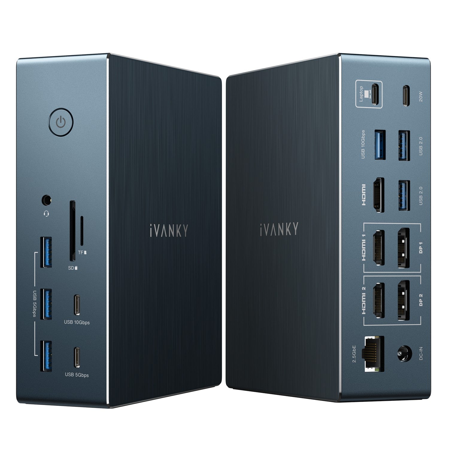 iVANKY 20-i-1 DisplayLink Dockingstation Air FusionDock Pro 2, Triple 4K@60Hz skærme til M1/M2/M3/M4/M5 MacBook/Windows, 180W, 2.5GbE, HDMI, DP, 10Gbps