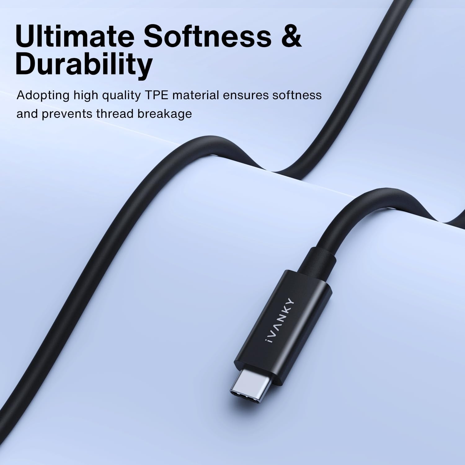 iVANKY Intel Certified Thunderbolt 4 Cable 1,5 m 240W Charging 40Gbps 8K Display USB-C to USB-C