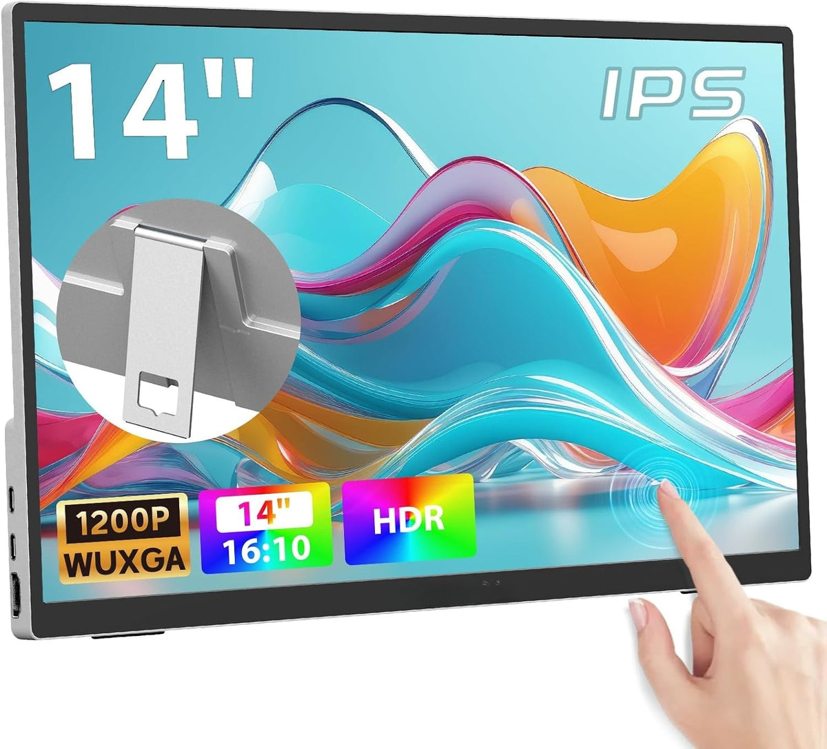 14" Bærbar Touch-Skærm 1920×1200p 60Hz, USB-C & HDMI, IPS, Fritstående, Bærbar & Vægmonteret VESA