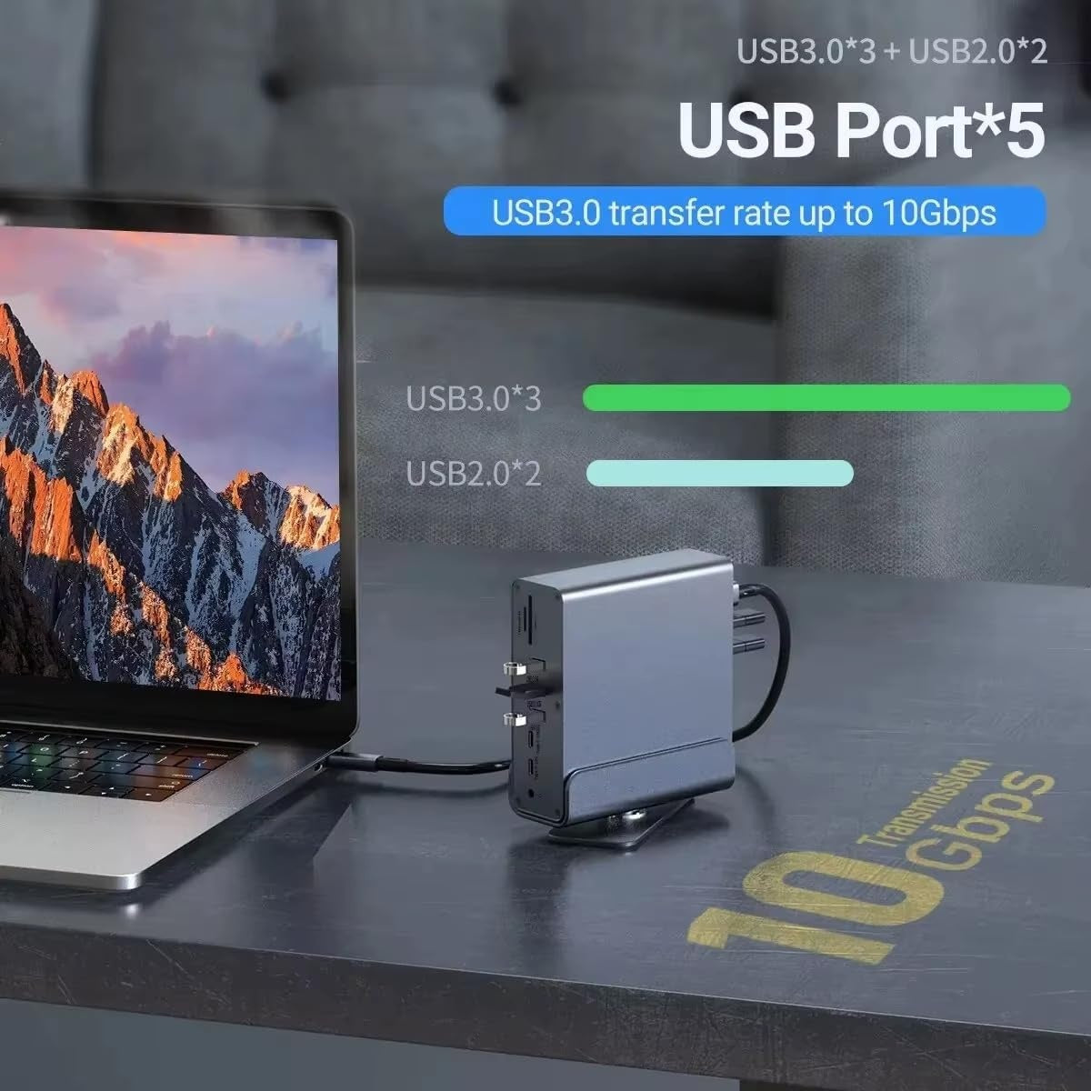 15 in 1 USB C Docking Station 4K@60Hz HDMI and DisplayPort, 3*USB 3.0, 2*USB 2.0, PD 100W Charg, 1000Mbps RJ45 Ethernet for Windows and Mac OS