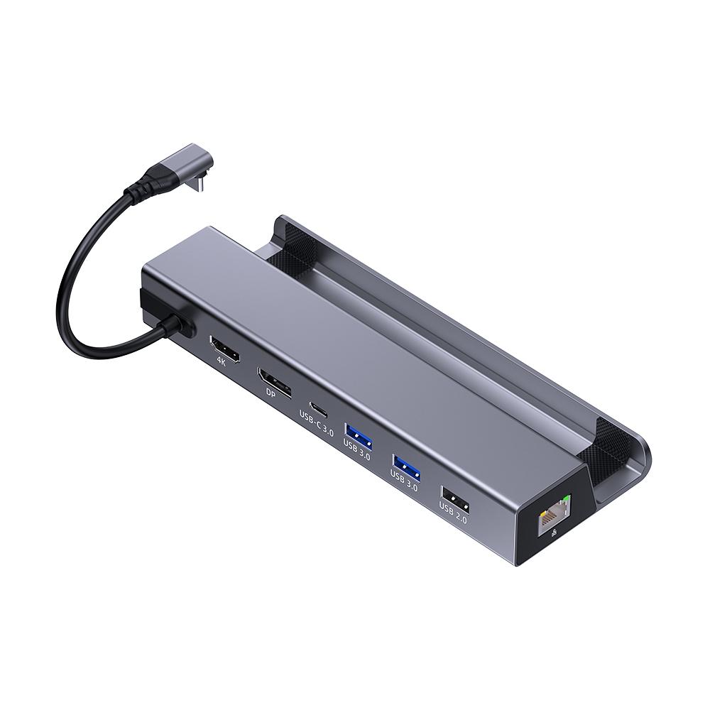 NÖRDIC 1 til 8 dockingstation til Steam Deck 1xHDMI 4K60Hz, 1xDP 4K60Hz, 1xRJ45 GigaLAN, 1xUSB-C, 3xUSB-A, 1x USB-C PD