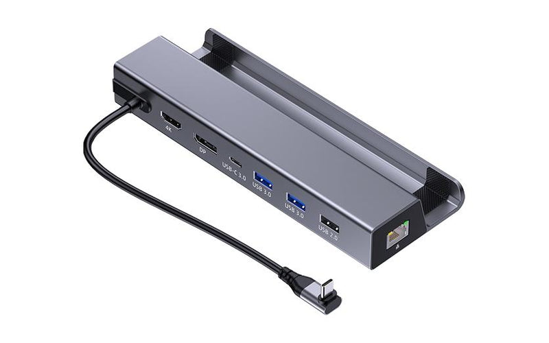 NÖRDIC 1 til 8 dockingstation til Steam Deck 1xHDMI 4K60Hz, 1xDP 4K60Hz, 1xRJ45 GigaLAN, 1xUSB-C, 3xUSB-A, 1x USB-C PD