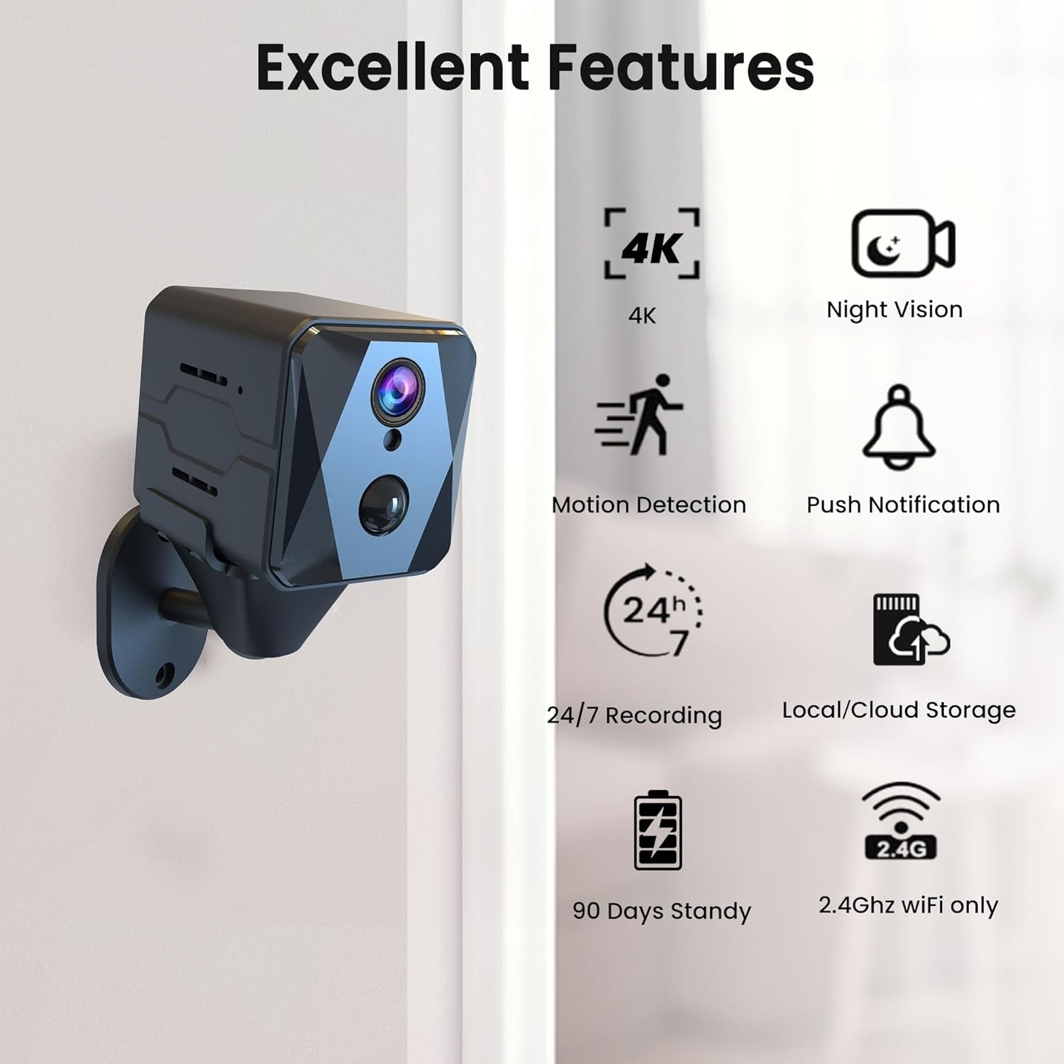 5GHz WiFi Hidden Mini Camera, 4K Wireless Indoor Security Cam