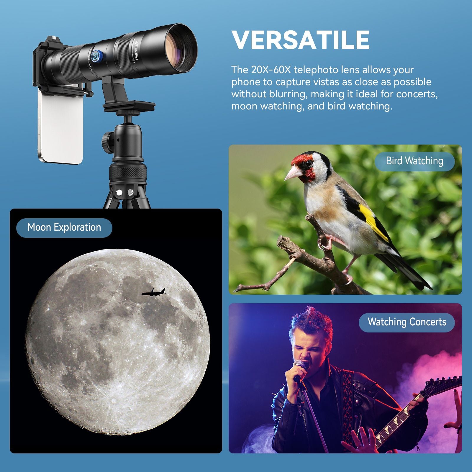 APEXEL Telecular 20-60x Professional Compact Zoom Lens for Smartphones