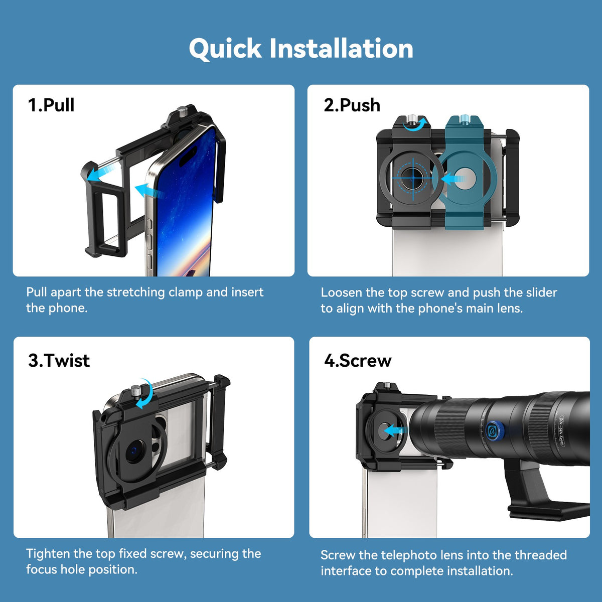 APEXEL Telecular 20–60x professionelt kompakt zoomobjektiv til smartphones