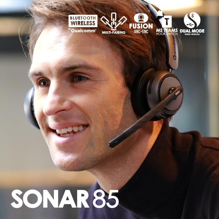 Accutone Sonar 85 Bluetooth Wireless Headset with mic Bluetooth Headset with Active Noise Cancelling