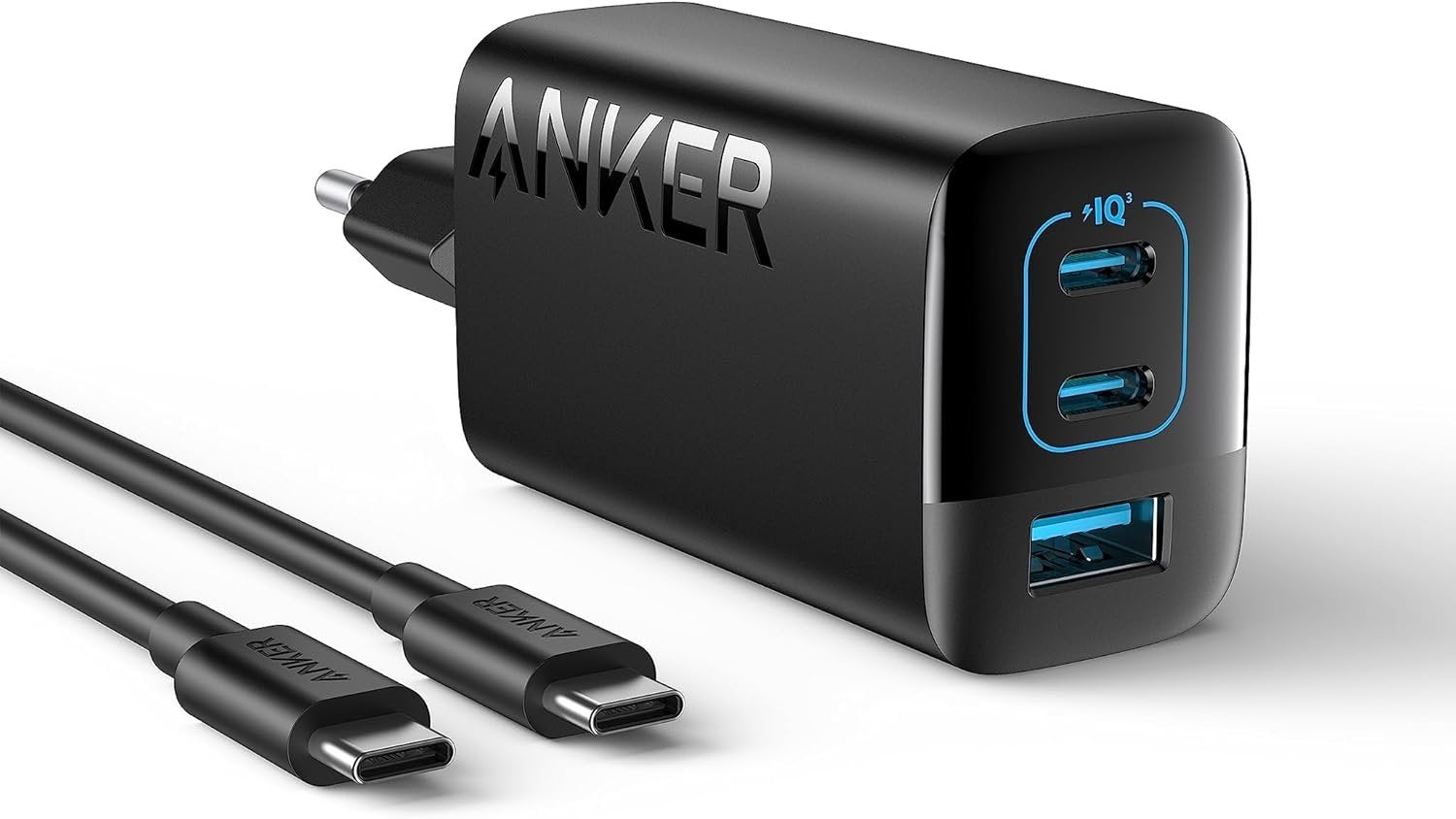 ANKER USB-C Oplader 67W, Strømforsyning med PIQ 3.0, 3-port Hurtigoplader ANKER 336