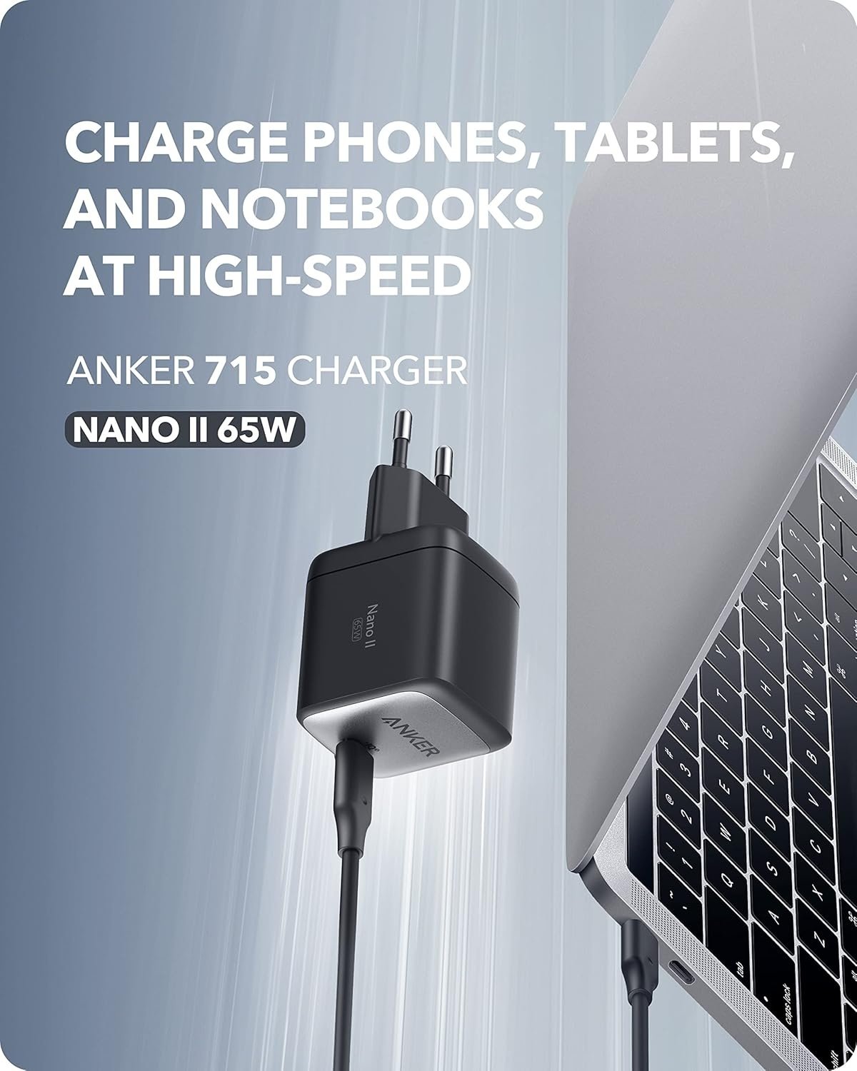 Anker 715 USB-C Oplader Power Nano II 65W Hurtigopladning GaN II Teknologi